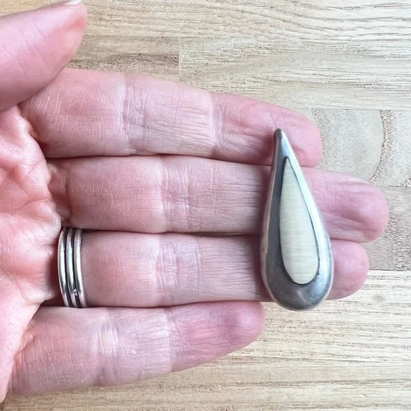 Vintage 925 Sterling silver gemstone teardrop pendant - Picture 2 of 8